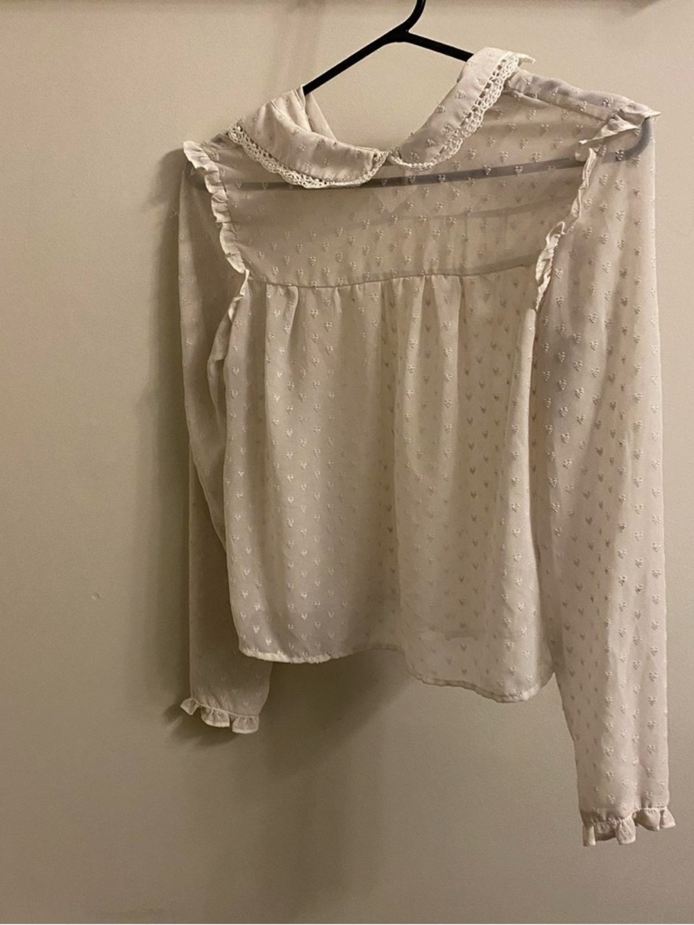 H&M Cream Ruffled Peter Pan Collar Blouse